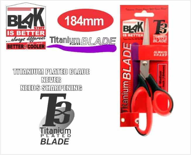 Medium Blak Titanium Plated Scissors 7 1/4 Inch 184mm